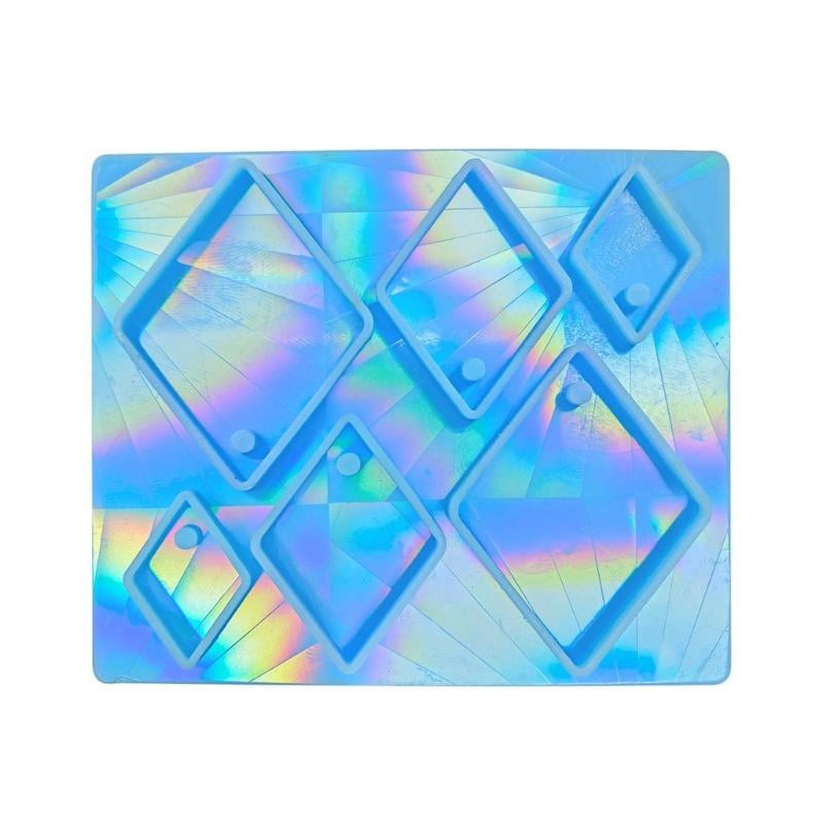 WINDLAND Holographic-Silicone Molds Rectangle Oval Light and Shadow Cartoo Resin Molds Rhombus Mold for Keychain Jewelry Making